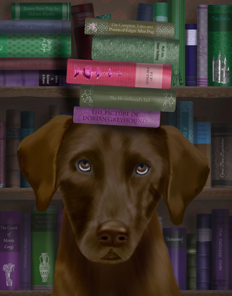 Picture of BROWN LABRADOR AND BOOKS