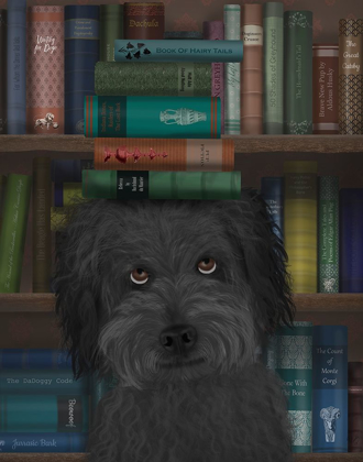 Picture of LABRADOODLE, BLACK, AND BOOKS