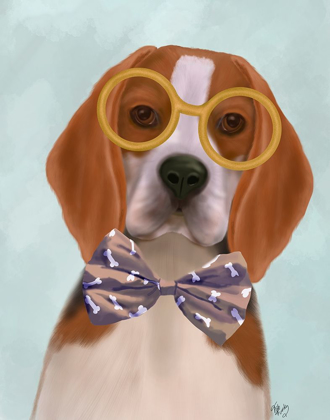 Picture of BEAGLE WITH GLASSES AND BOW TIE