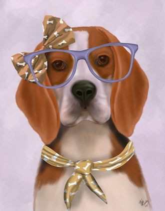 Picture of BEAGLE WITH GLASSES AND SCARF