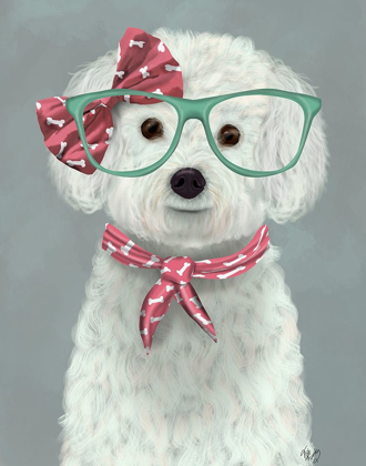 Picture of BICHON FRISE WITH GLASSES AND SCARF