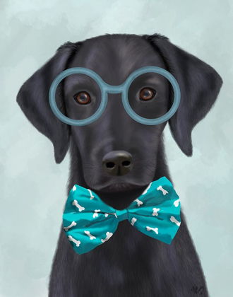 Picture of BLACK LABRADOR WITH GLASSES AND BOW TIE