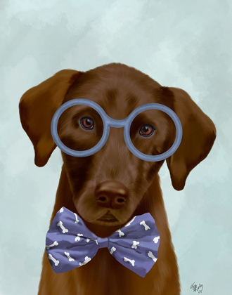 Picture of CHOCOLATE LABRADOR WITH GLASSES AND BOW TIE