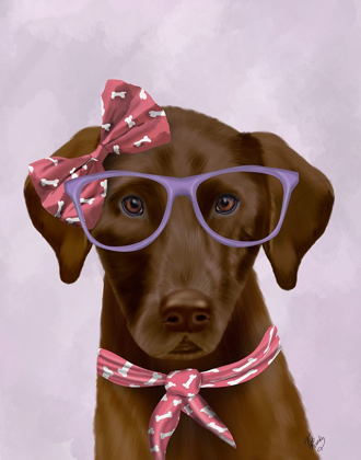 Picture of CHOCOLATE LABRADOR WITH GLASSES AND SCARF