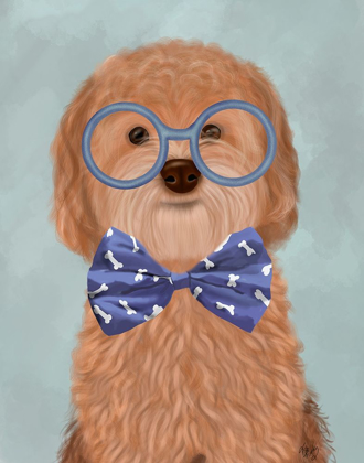 Picture of COCKERPOO, APRICOT, WITH GLASSES AND BOW TIE