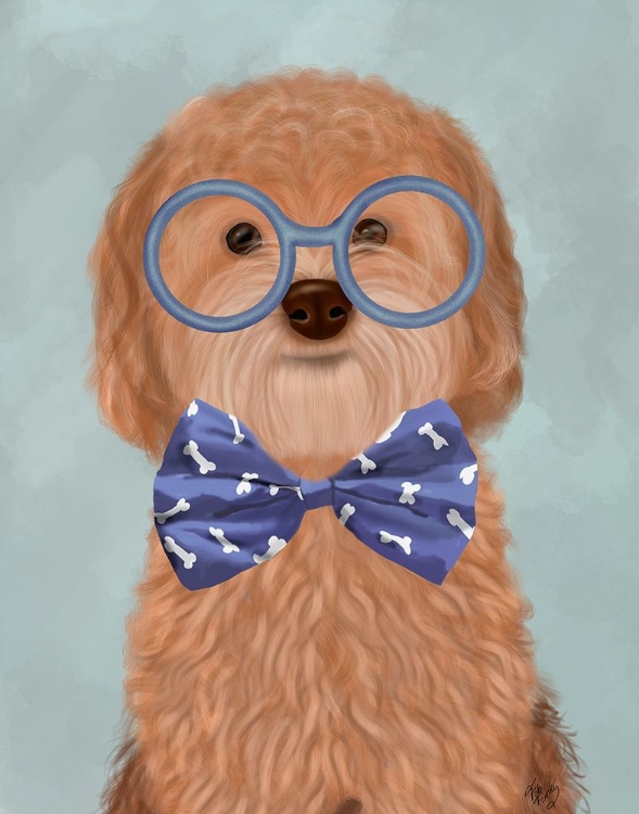 Picture of COCKERPOO, APRICOT, WITH GLASSES AND BOW TIE