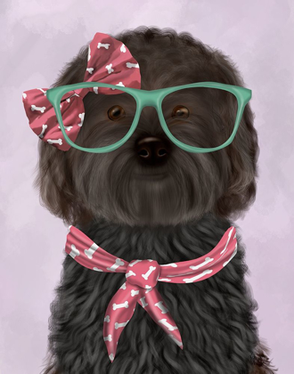 Picture of COCKERPOO, BLACK, WITH GLASSES AND SCARF