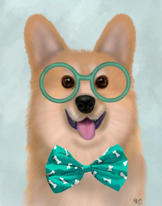 Picture of CORGI WITH GLASSES AND BOW TIE