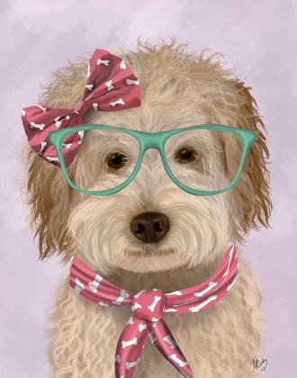 Picture of LABRADOODLE, CREAM, WITH GLASSES AND SCARF