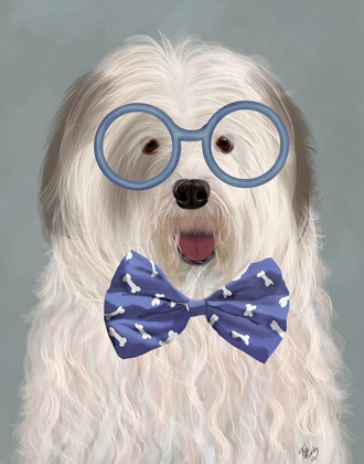Picture of OLD ENGLISH SHEEPDOG WITH GLASSES AND BOW TIE