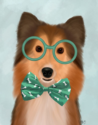 Picture of SHETLAND SHEEPDOG WITH GLASSES AND BOW TIE