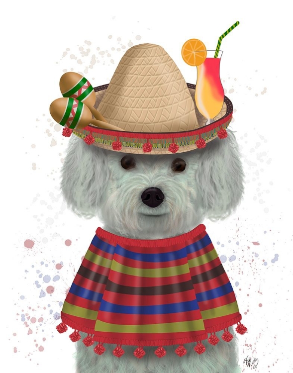 Picture of BICHON FRISE IN MEXICAN COSTUME