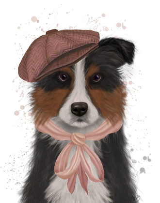 Picture of BORDER COLLIE HAT AND PINK SCARF