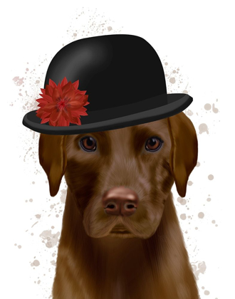 Picture of CHOCOLATE LABRADOR AND BOWLER