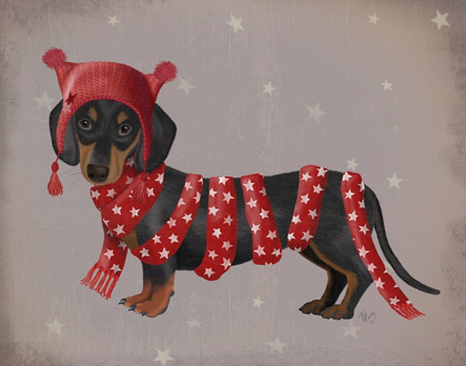 Picture of DACHSHUND AND LONG SCARF