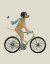 Picture of YELLOW LABRADOR IN FLYING HELMET ON BICYCLE