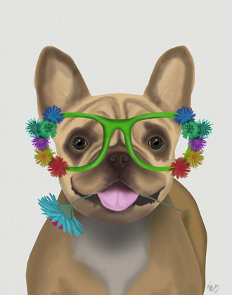 Picture of FRENCH BULLDOG AND FLOWER GLASSES