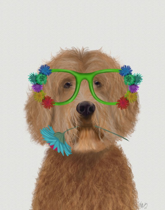 Picture of LABRADOODLE GOLDEN AND FLOWER GLASSES