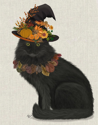 Picture of BLACK CAT WITH AUTUMN HAT, FULL