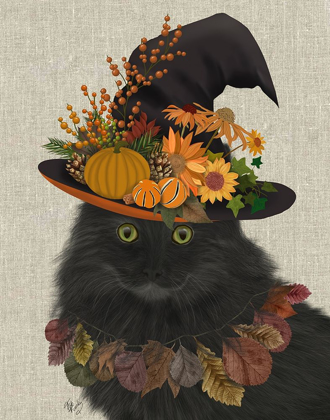 Picture of BLACK CAT WITH AUTUMN HAT, PORTRAIT