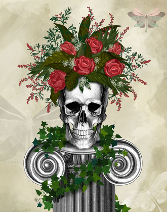 Picture of SKULL WITH ROSES AND BERRIES