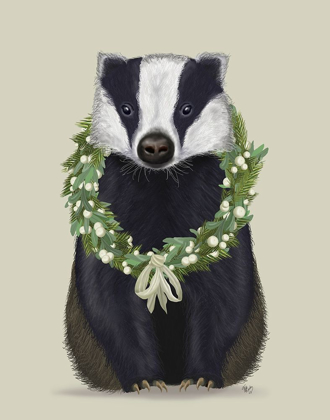 Picture of CHRISTMAS BADGER AND SAGE WREATH