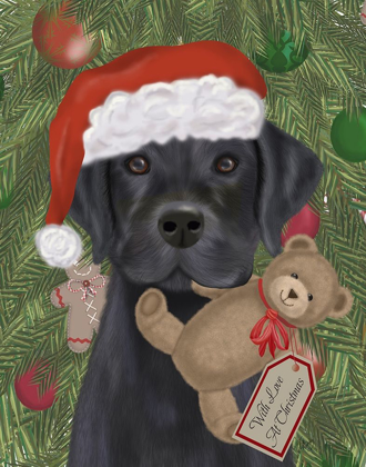 Picture of CHRISTMAS BLACK LABRADOR AND TEDDY