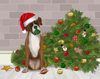 Picture of CHRISTMAS BOXER AND BROKEN CHRISTMAS TREE