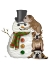 Picture of CHRISTMAS ENGLISH BULLDOGS BUILDING SNOWMAN