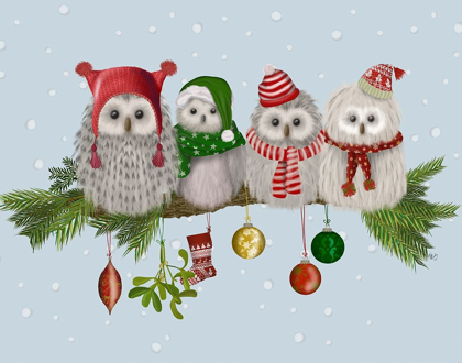 Picture of CHRISTMAS FLUFFY CHRISTMAS OWLS ON BRANCH
