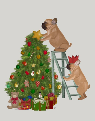 Picture of CHRISTMAS FRENCH BULLDOG TREE LADDER