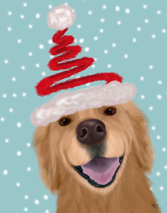 Picture of CHRISTMAS GOLDEN RETRIEVER AND SPRING SANTA HAT