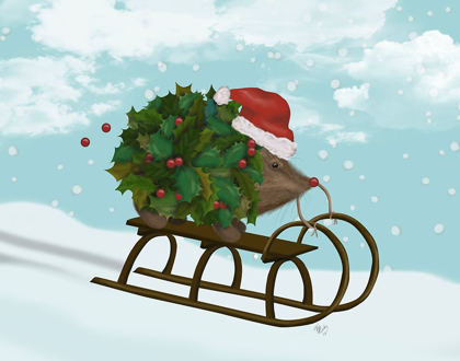 Picture of CHRISTMAS HOLLY HEDGEHOG SLEDDING
