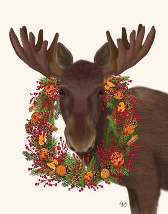 Picture of CHRISTMAS MOOSE AND CRANBERRY WREATH