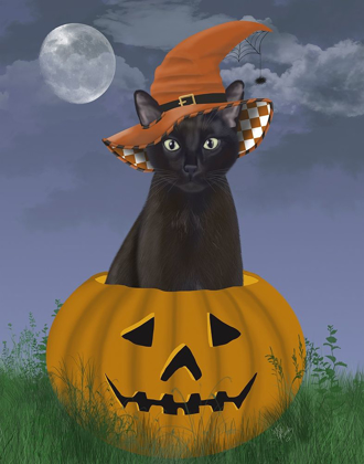 Picture of HALLOWEEN BLACK CAT IN PUMPKIN
