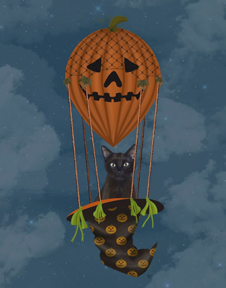 Picture of HALLOWEEN BLACK CAT IN PUMPKIN HOT AIR BALLOON