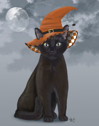 Picture of HALLOWEEN BLACK CAT IN WITCHES HAT