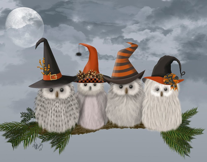 Picture of HALLOWEEN HALLOWEEN OWLS ON BRANCH