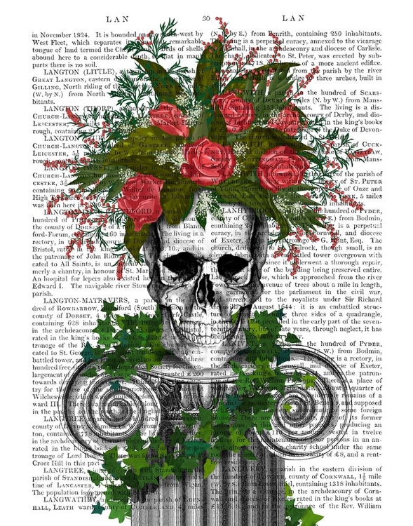 Picture of SKULL WITH ROSES AND BERRIES