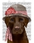 Picture of CHOCOLATE LABRADOR HAT AND PINK SCARF