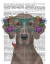 Picture of WEIMARANER  AND FLOWER GLASSES