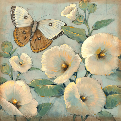 Picture of BUTTERFLY AND HOLLYHOCKS II