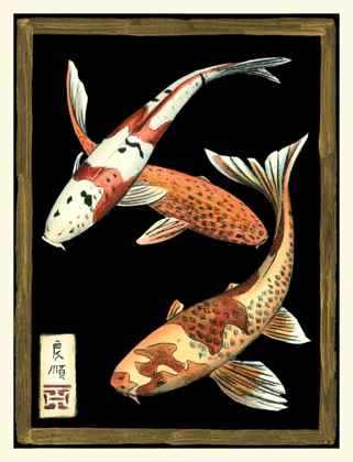 Picture of KOI FISH ON BLACK I