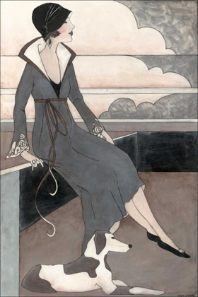 Picture of ART DECO LADY WITH DOG