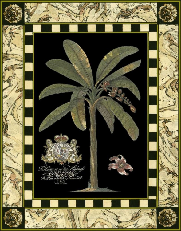 Picture of BORDERED PALMS ON BLACK II