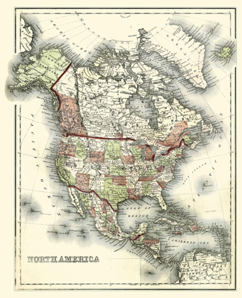 Picture of SMALL ANTIQUE MAP OF NORTH AMERICA