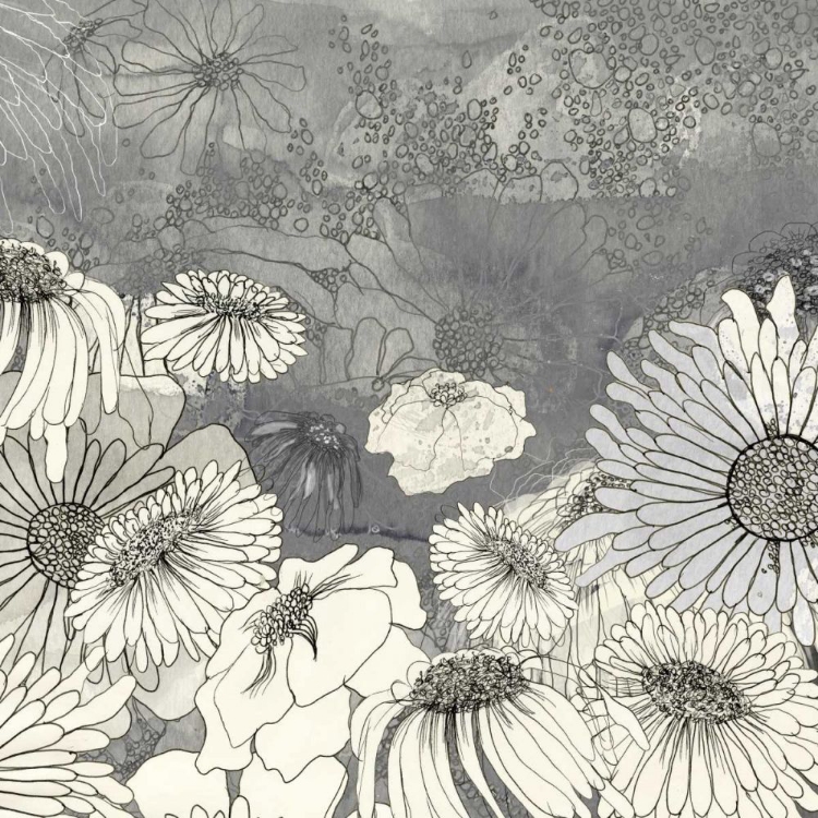 Picture of FLOWERS ON GREY I