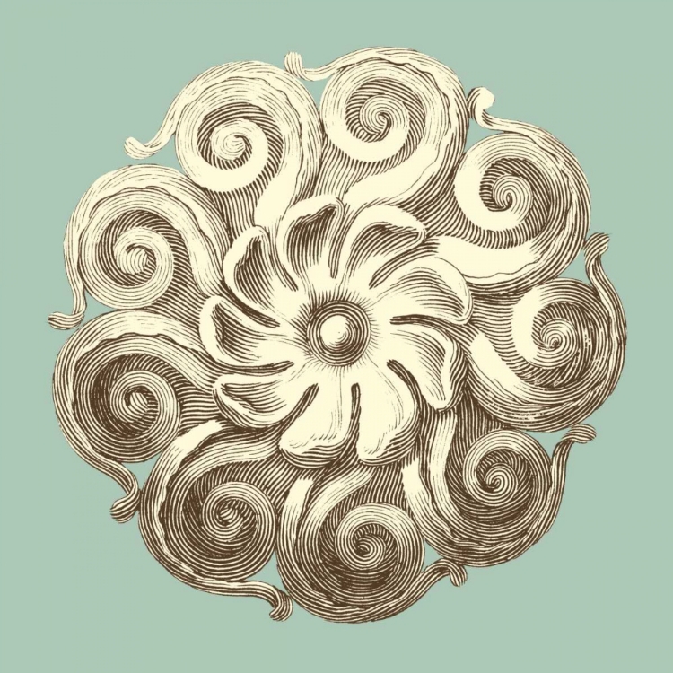 Picture of CELADON AND MOCHA ROSETTE I