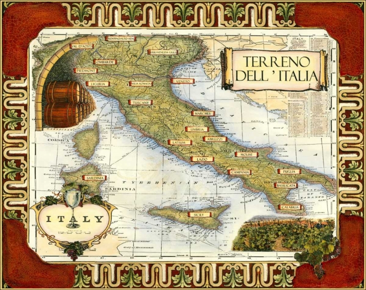 Picture of WINE MAP OF ITALY ON CGP