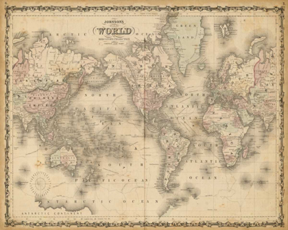 Picture of JOHNSONS MAP OF THE WORLD